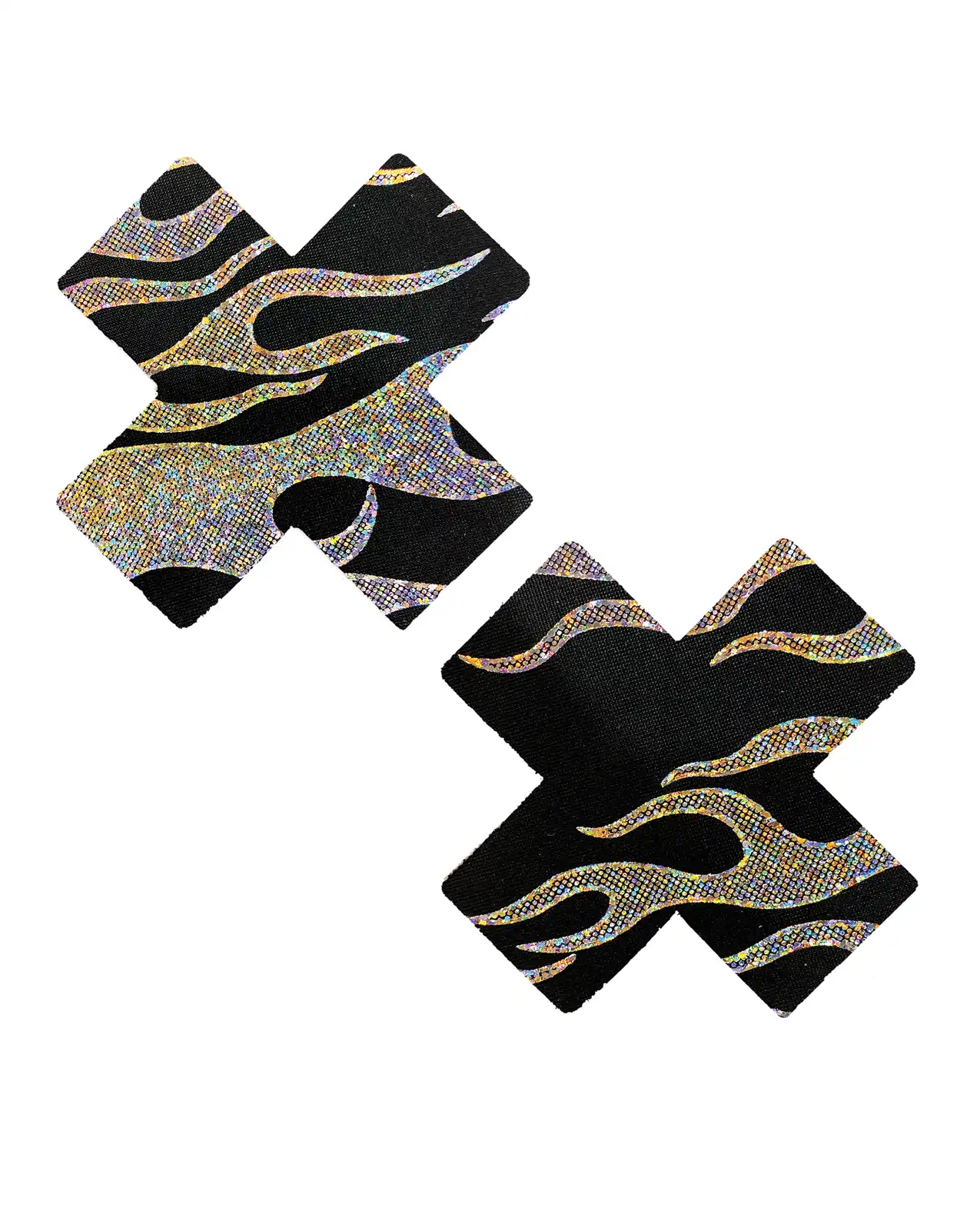 Neva Nude Robo Meltdown Holographic X Factor Pasties - Black/Silver 